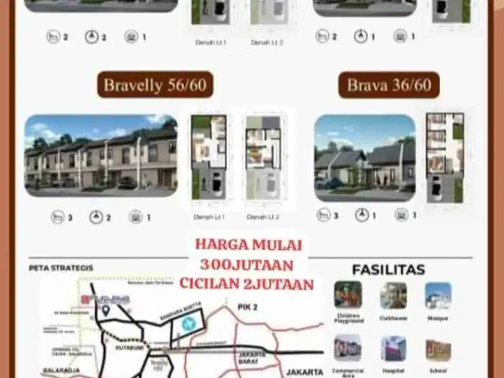PURI JAYA RAJEG RUMAH 2LANTAI 500JUTAAN MURAH boking 3juta langsung proses KPR