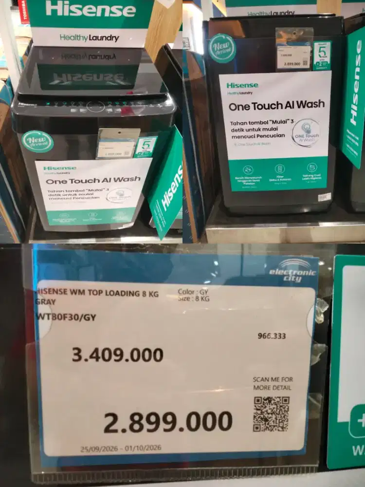 HISENSE WM TOP LOADING 8 KG GRAY