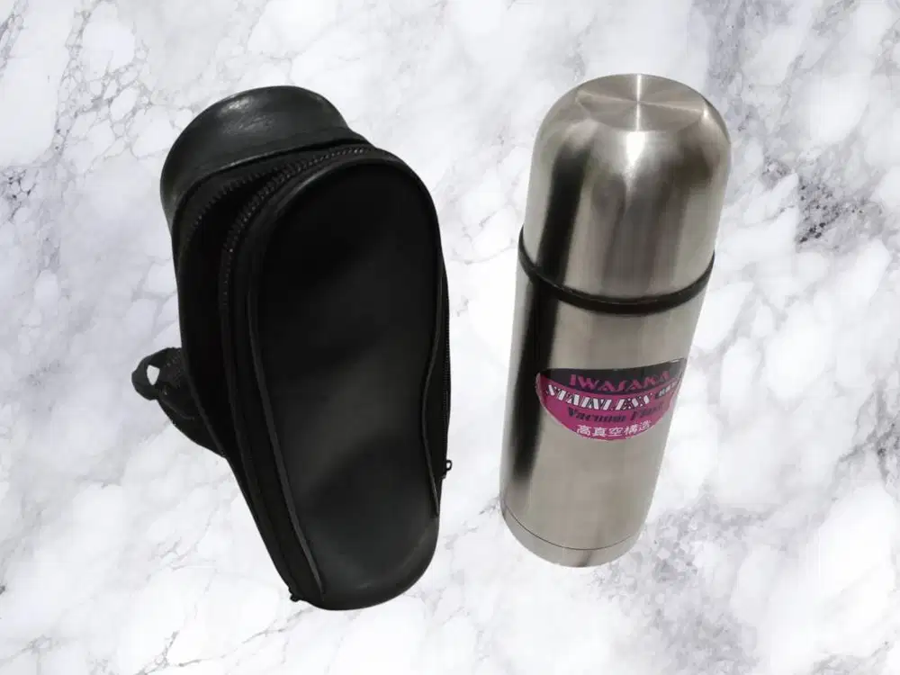 TUMBLER / THERMOS IWASAKA JEPANG – STAINLESS STEEL + CASE HITAM