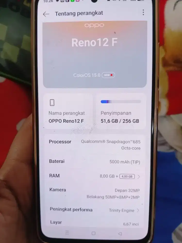 Oppo Reno 12f ram 8gb