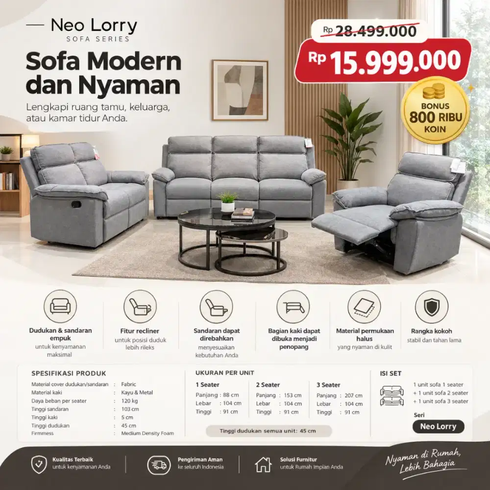 Sofa Set Santai Recliner Bisa Cicilan