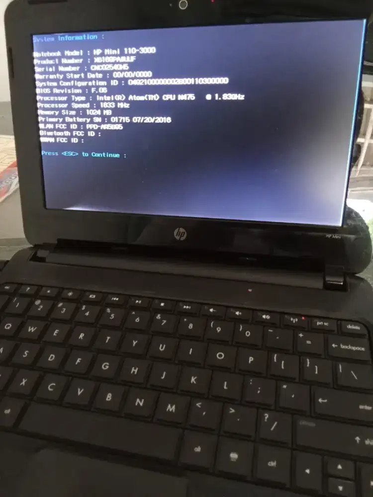 Laptop HP Mini 110-3000, RAM 1Gb, Tanpa HD, COD Pasar Rebo Dsk