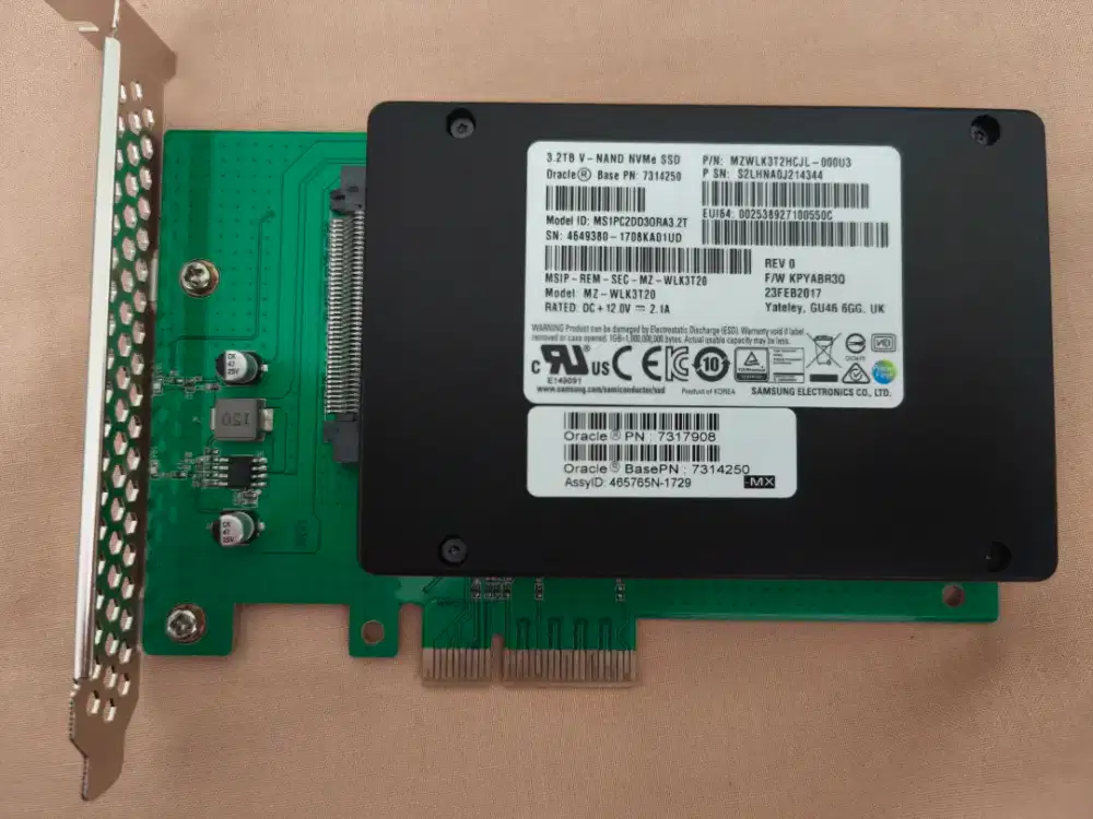 Samsung PM1725 3.2TB NVMe Enterprise SSD U.2 PCIe  Gen3 x4 MZ-WLK3T20