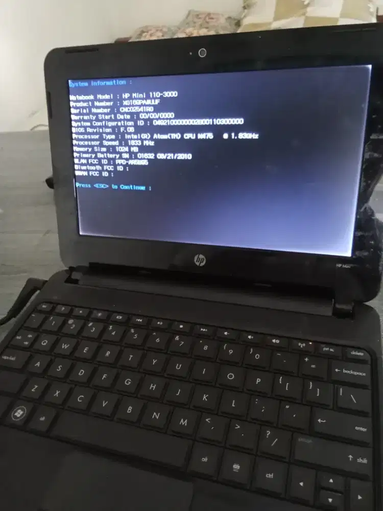 Laptop HP Mini 110-3000, RAM 1Gb, Tanpa HD, COD Pasar Rebo Dsk