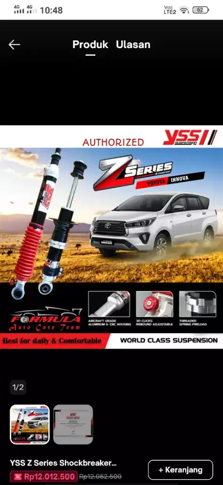YSS Z Series Shockbreaker Toyota Innova Reborn