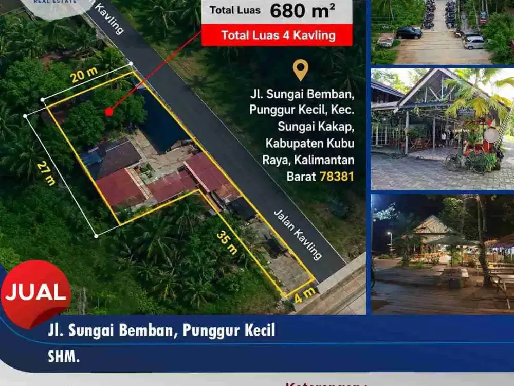 TANAH +BANGUNAN YANG SUDAH SIAP BUAT USAHA.. SANGAT COCOK BUAT USAHA KULINER DAN TEMPAT WISATA ALAM.. AKSES JL SUDAH BISA 2 MOBIL BETON