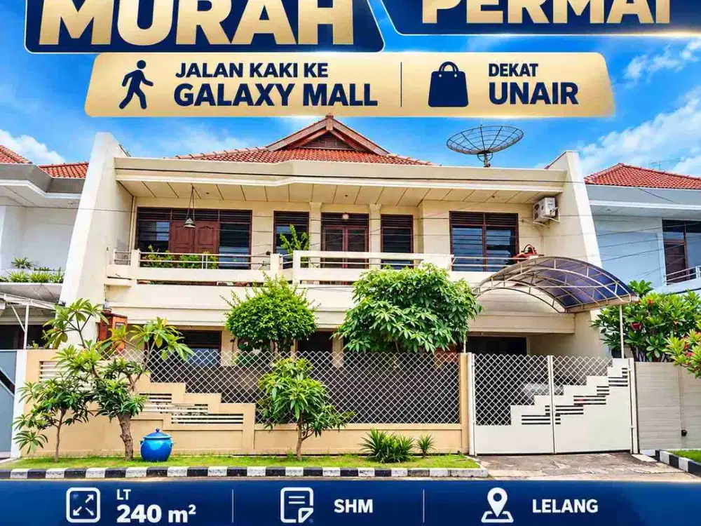 Dijual Murah Lelang Rumah 2lt di Dharmahusada Permai hanya jalan kaki ke Galaxy Mall & dekat UNAIR