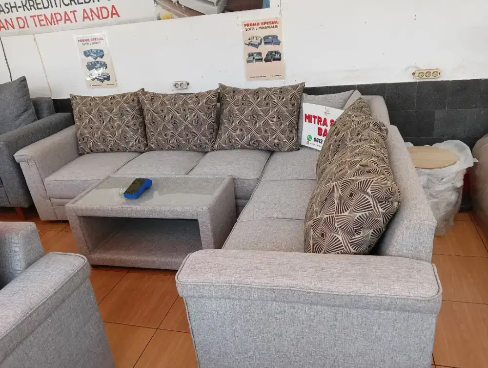 Sofa Minimalis L Pojok +Meja Obral Stok Mitra Sofa Ramayana Diponegoro