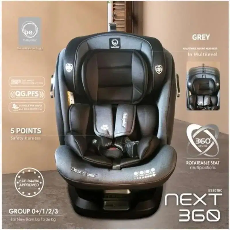 Dijual CAR SEAT BABYELLE NEXT 360 ISOFIX BE831BC (GREY)