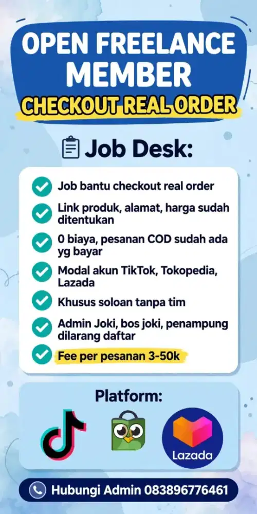 Freelance job cekout kerja sampingan modal hape