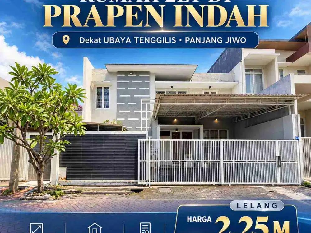 Dijual Termurah Lelang Rumah 2lt di Perumahan Prapen Indah dekat UBAYA Tenggilis