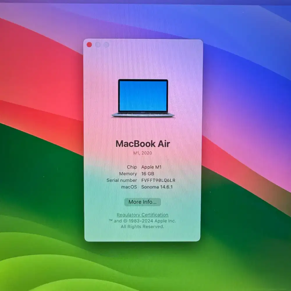 Macbook Air M1 Layar 13 Inch Ram 16 Ssd 256 lengkap space grey desain