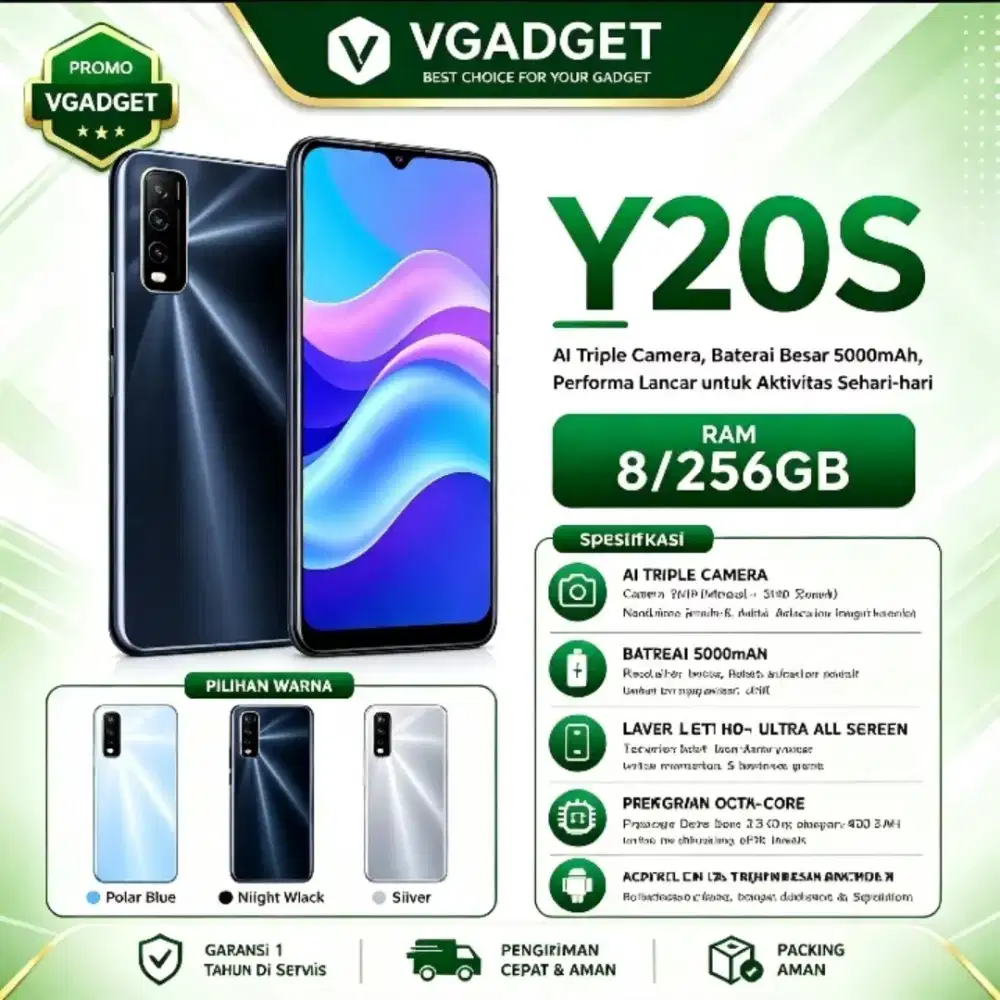 HP VIVO Y20S RAM 8/256GB GARANSI 12 BULAN