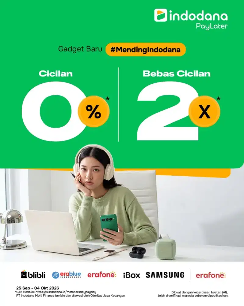 Kredit hp bunga 0%, gratis cicilan 2x, tanpa DP saja