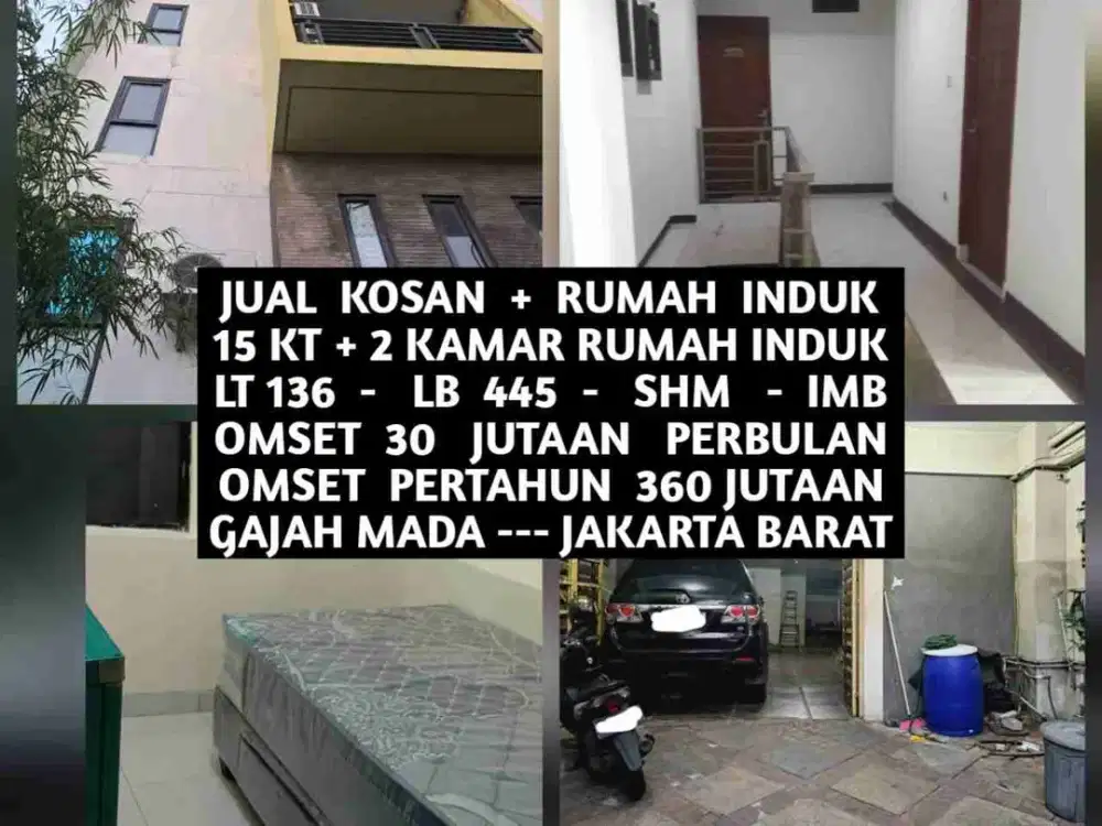 JUAL KOST KOSAN PLUS RUMAH INDUK AREA GAJAH MADA JAKARTA BARAT