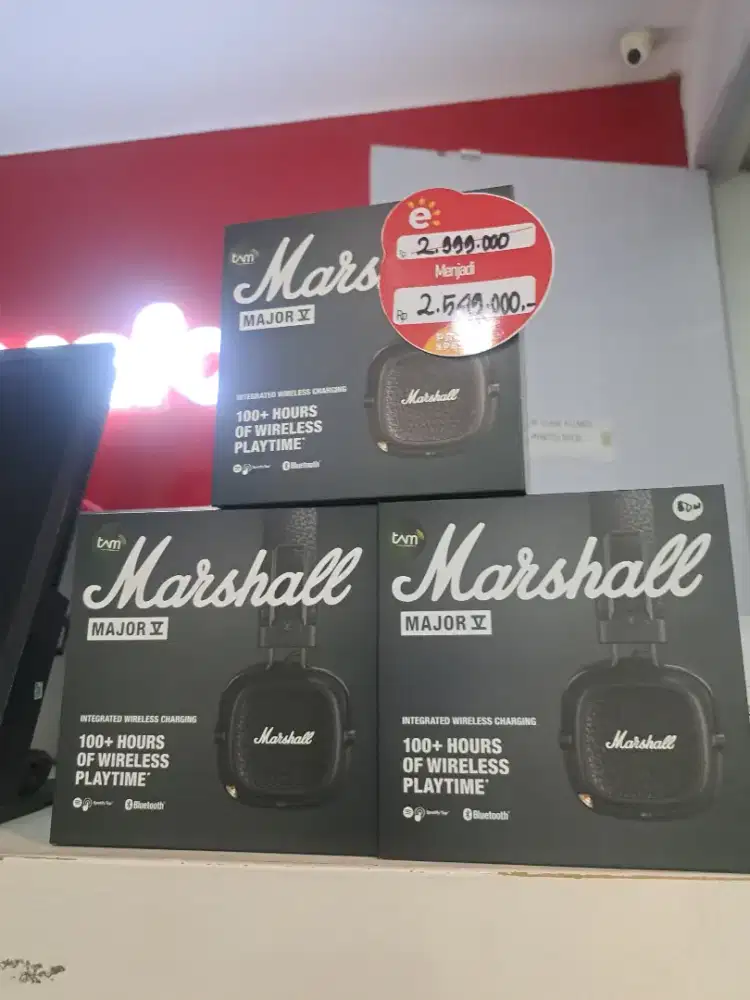Headphone Marshall Major V Wireless Original Black Garansi Resmi Promo