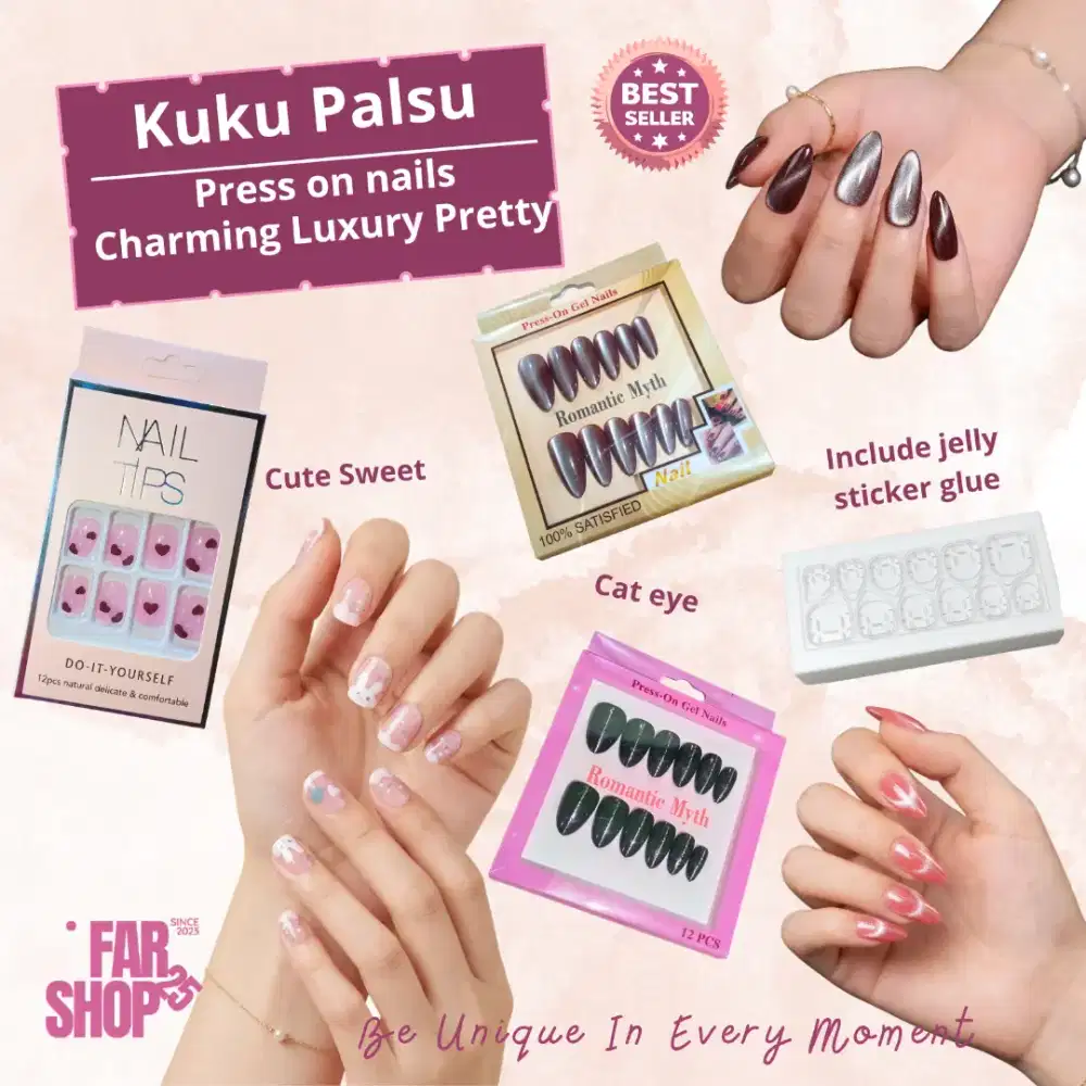 Kuku Palsu Cantik Elegan Murah Berkualitas Press On Nails Charming