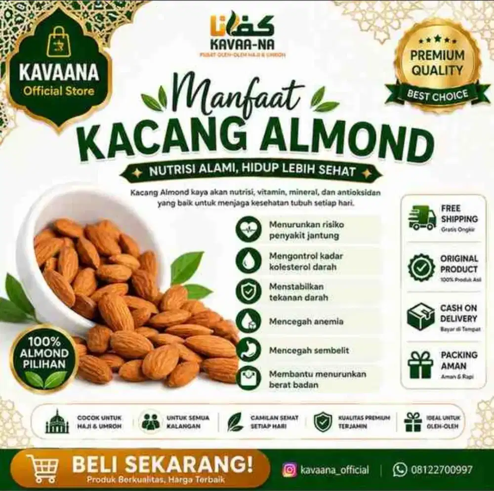 Kacang Almond Kupas | Kacang Almond Original Kupas