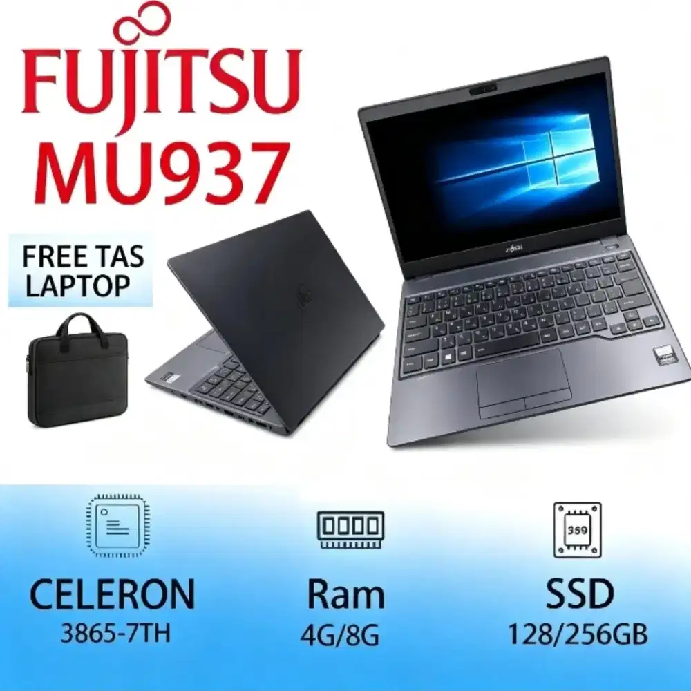 Laptop Bekas Fujitsu yang Tipis dan Ringan MU937 Celeron 3865U-7TH