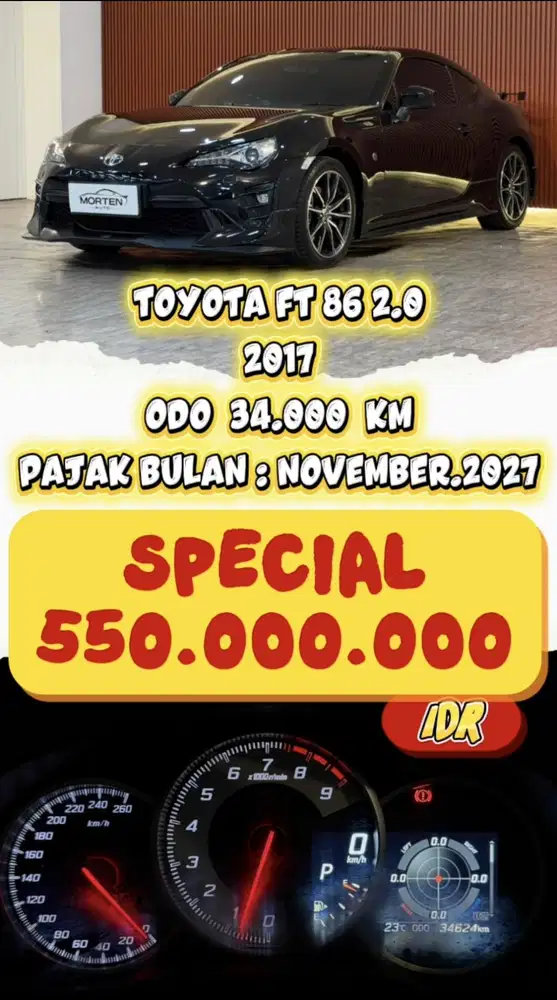 [ ODO 34.000 KM ] TOYOTA FT 86 2.0 AT 2017 GARANSI SIAP PAKAI