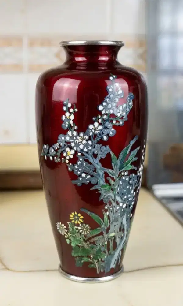 [Pas 200rb] Vas Cloisonné Ginbari Jepang Antik