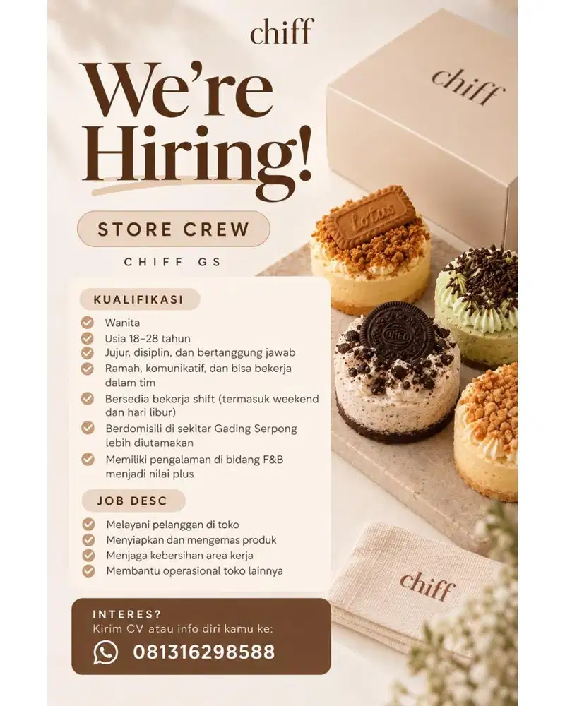 Dibutuhkan store crew gading serpong