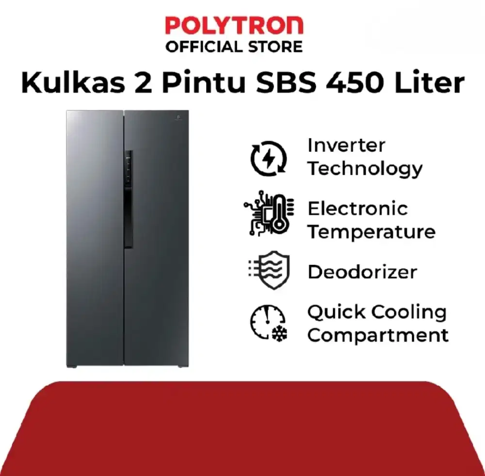 KULKAS 2 PINTU POLYTRON SIDE BY SIDE BELLEZA INVERTER PRS 460B