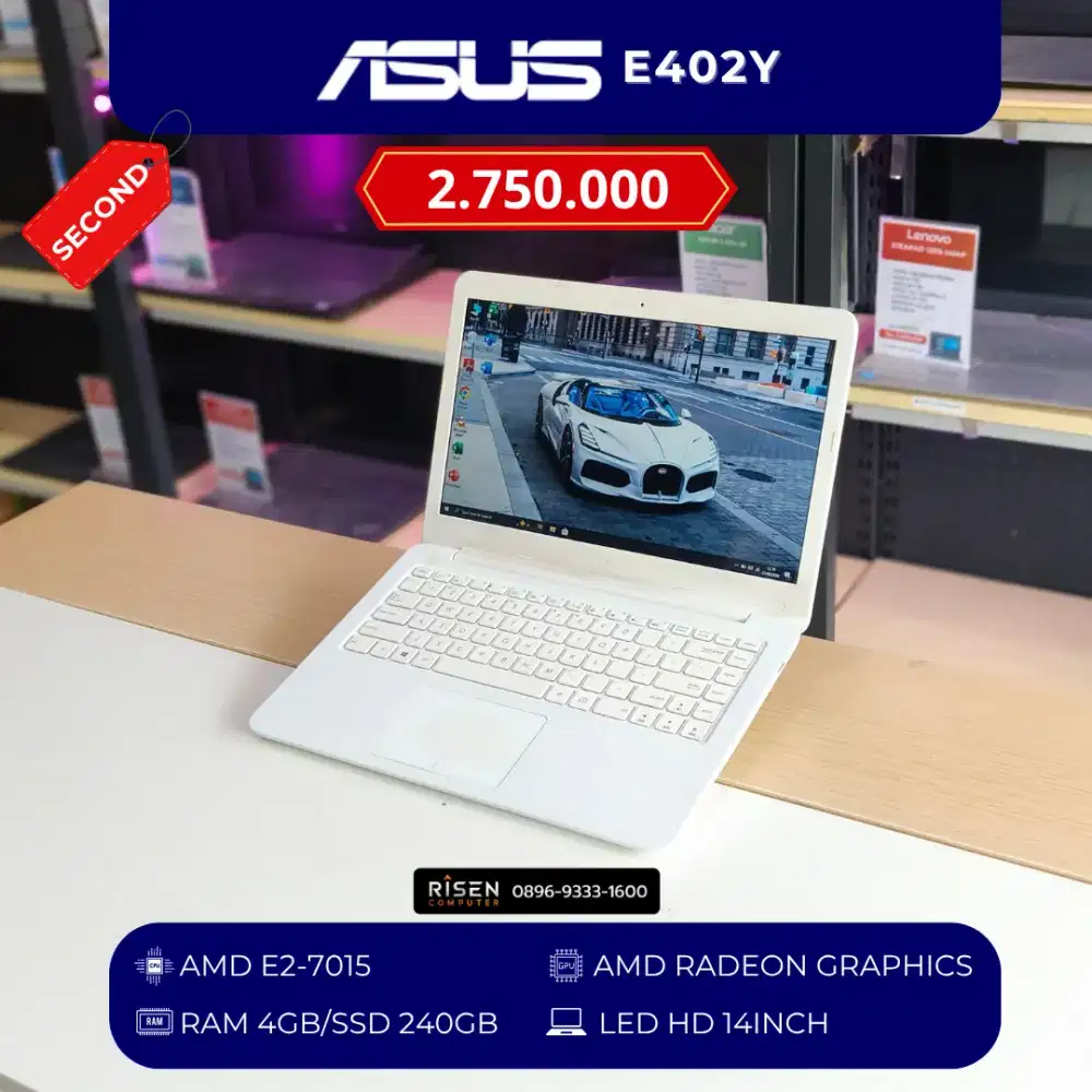 ASUS E420Y AMD E2-7015 RAM 4GB SSD 240GB HD 14Inch Second Bekas Laptop