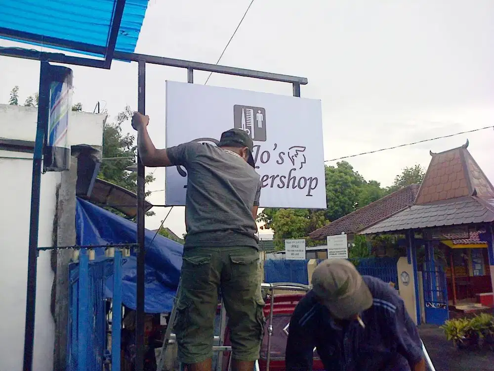 PAPAN NAMA BARBERSHOP, BILLBOARD, HURUF TIMBUL, REKLAME, NEONBOX dll