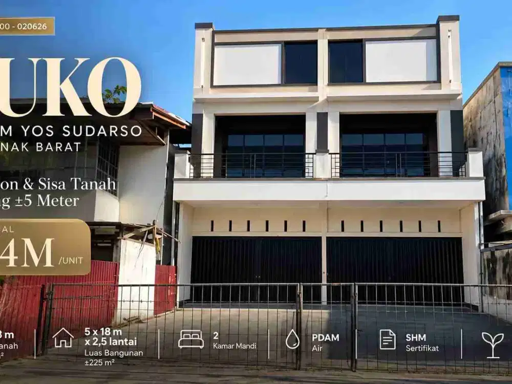 Ruko Strategis Kom Yos Sudarso Pontianak Barat, LT 5x38m – Rp2,4 M