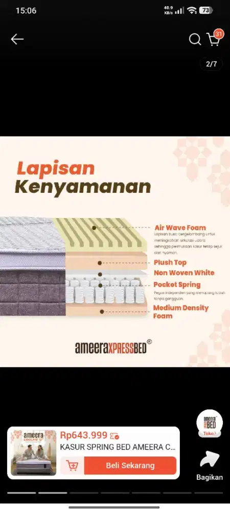 Springbed Ameera Coolvie Plush Top 200x100