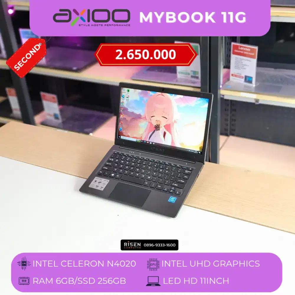 AXIOO MYBOOK 11G Intel Celeron N4020 RAM 6GB SSD 256GB HD 11Inch