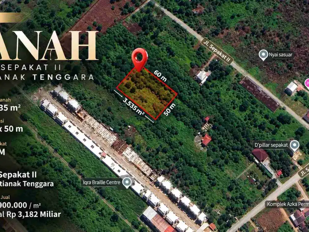 Tanah 3.535 m² SHM – Jl. Sepakat II Pontianak Tenggara