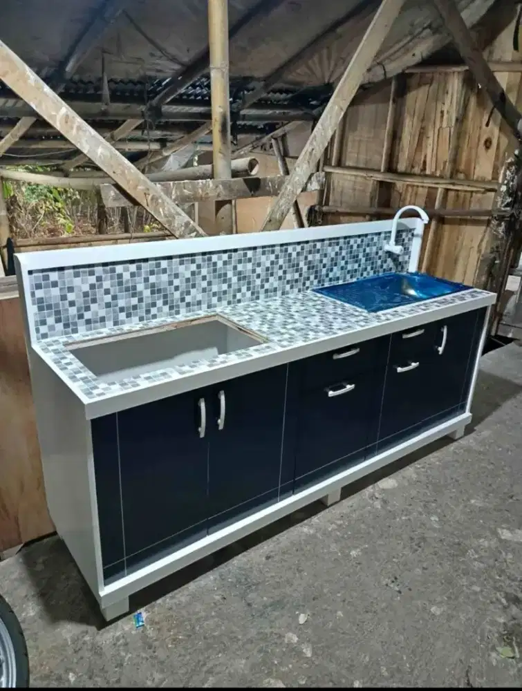 meja dapur wastafel+tempat kompor tanam