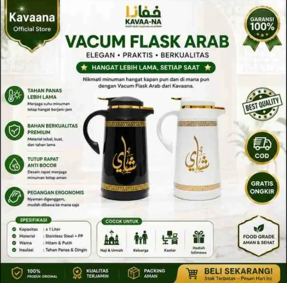 Vacum Flask Arab 1 L | Termos Khas Arab