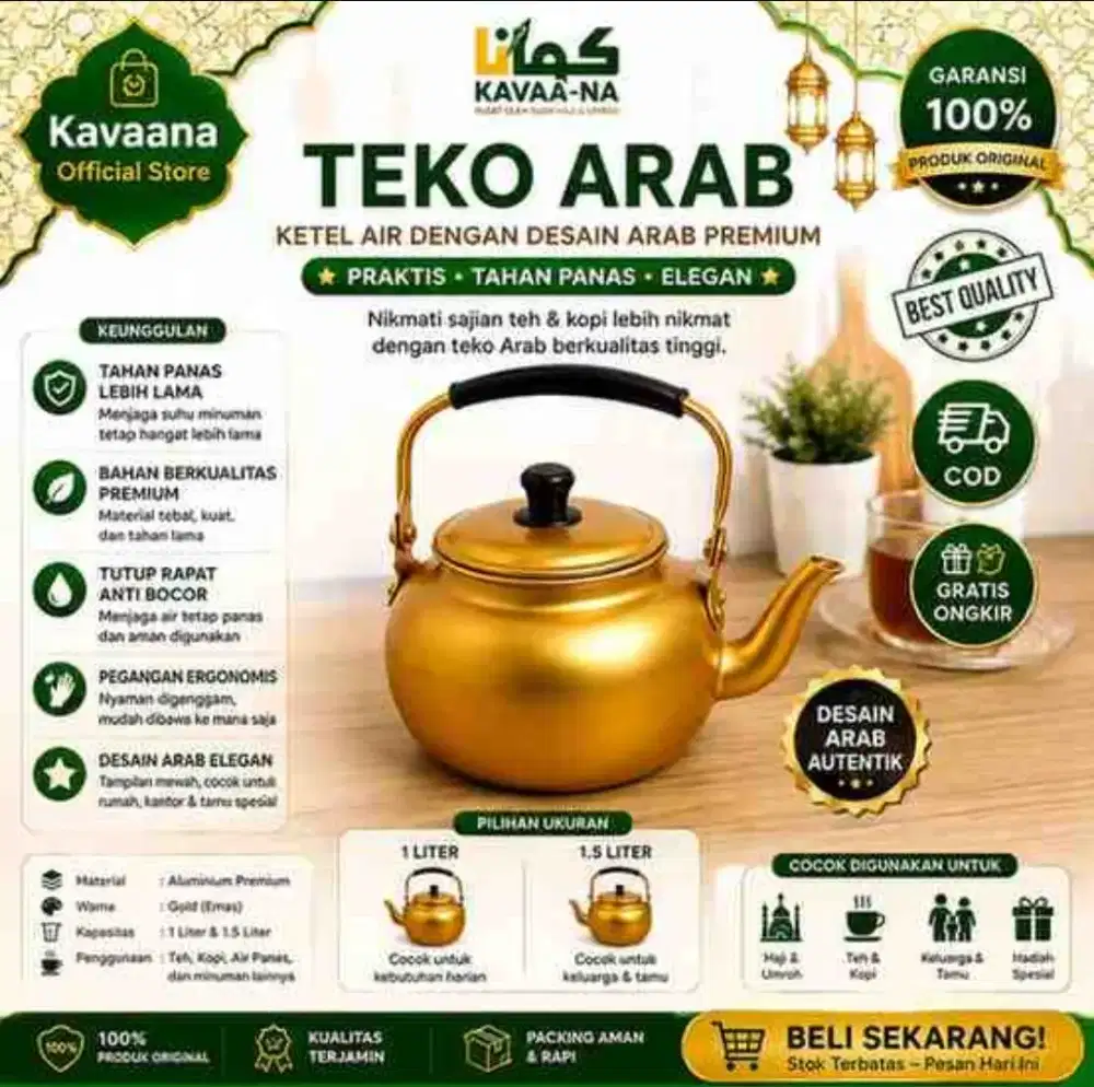 Teko Arab 1 L & 1.5 L | Teko Arab Khas Haji Umroh