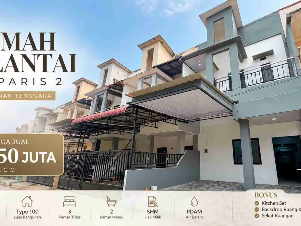 Rumah 2 Lantai Siap Huni di Paris 2 Pontianak – 3 KT, SHM