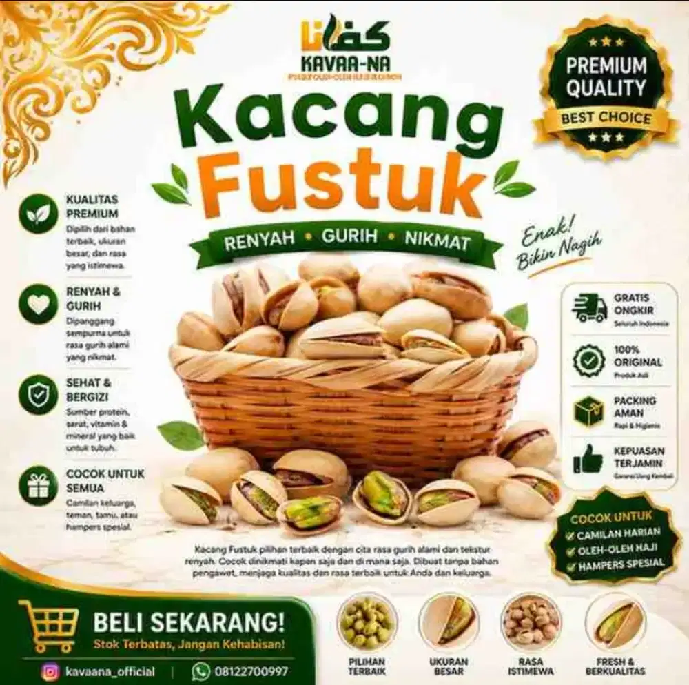 Kacang Pistachio 1 kg | Kacang Fustuk | Kacang Arab

Gurih