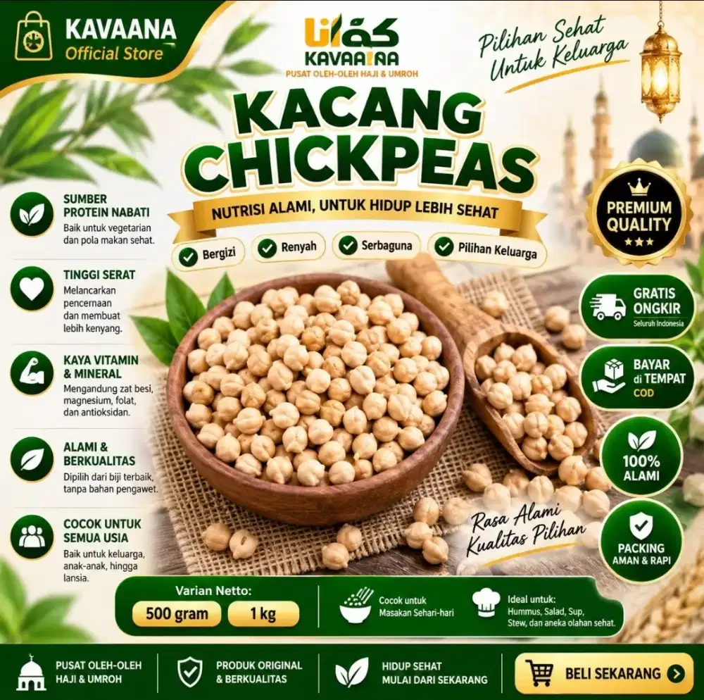 Kacang Chickpeas 1 kg | Kacang Arab Murah |
Kacang
Enak