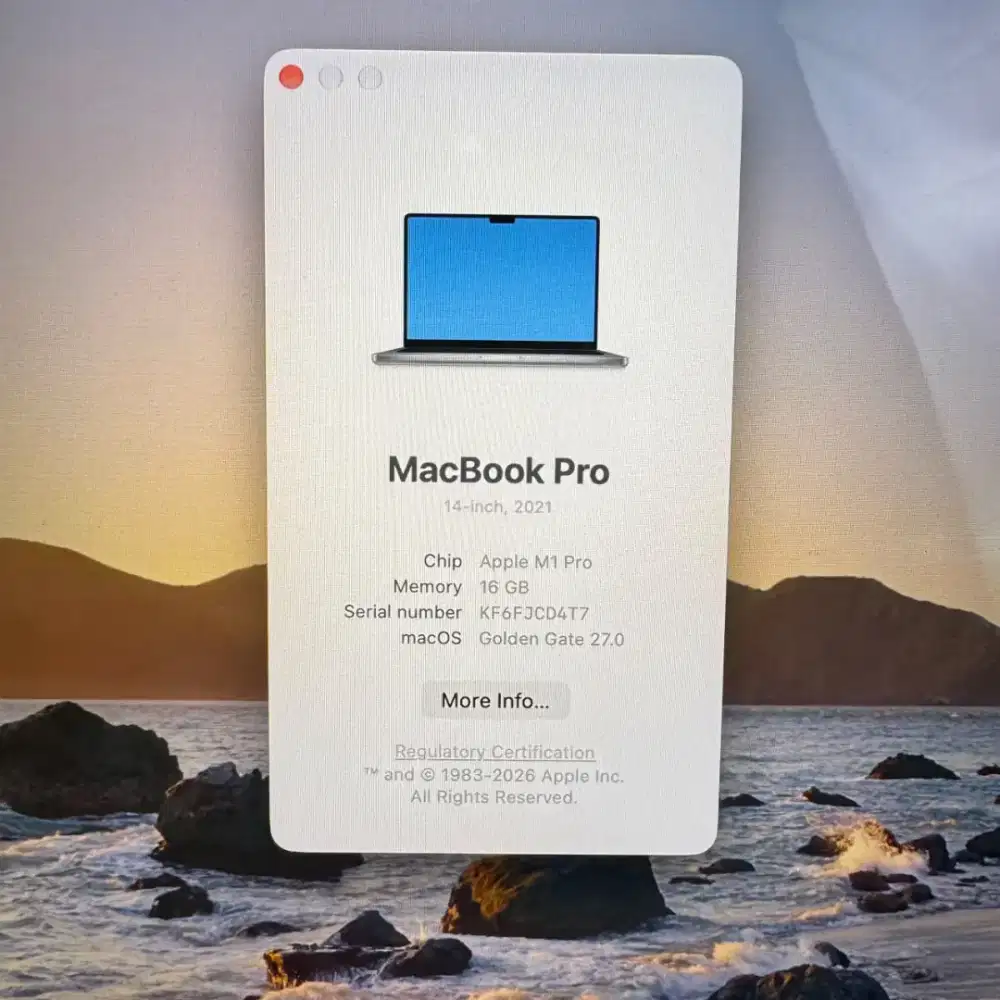Macbook M1 Pro 14 inch Ram 16 Ssd 512 Layar 14 inch Space Grey Full