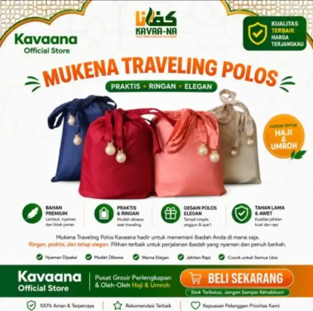 Mukena Traveling Warna Polos | Mukena Traveling
Dewasa