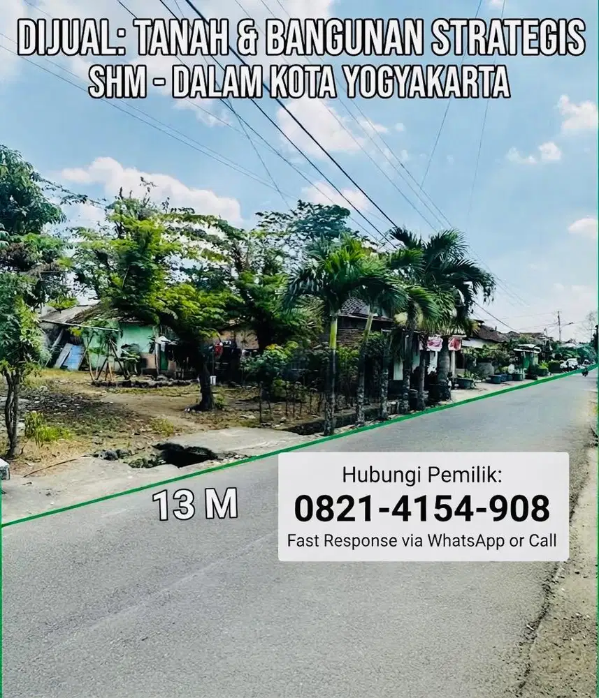 Tanah SHM Strategis Dalam Kota Yogyakarta