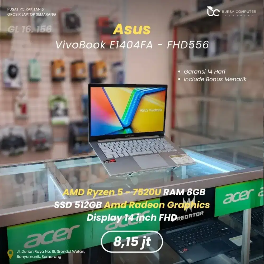 ASUS Vivobook Go 14 E1404FA | Ryzen 5 7520U 8GB 512GB