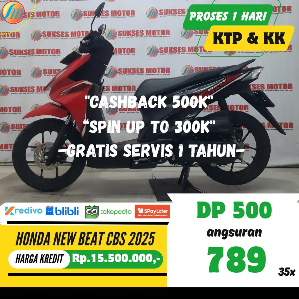 DP PROMO 500RB HONDA NEW BEAT CBS 2025 ANGSURAN SANGAT RINGAN KTP KK