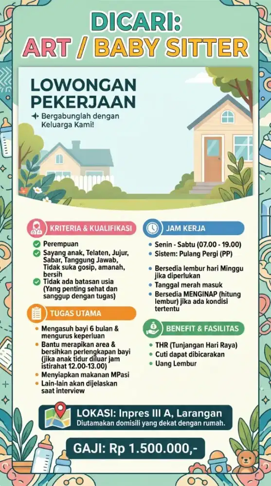 LOWONGAN BABY SITTER BAYI 6 BULAN