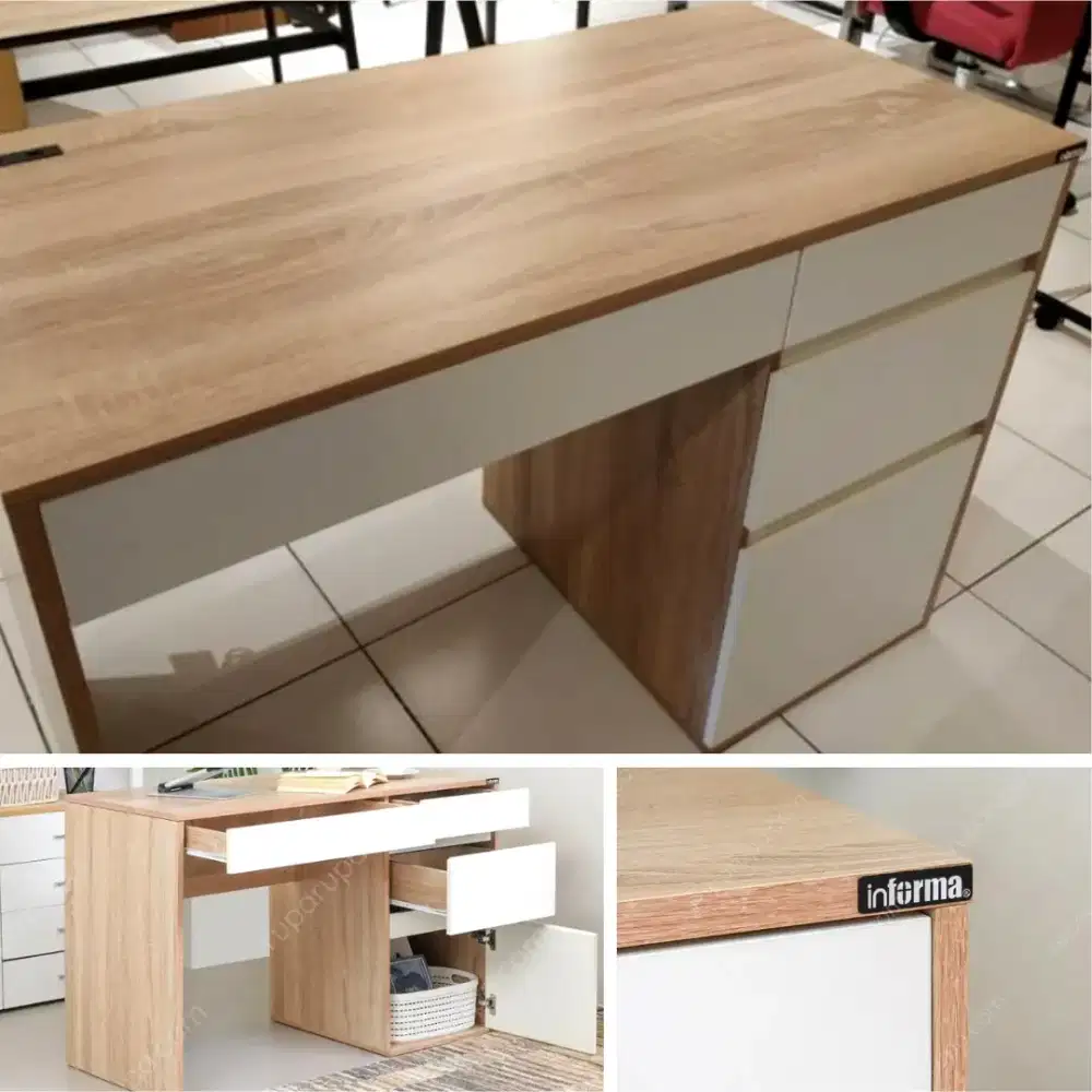 Meja komputer, meja kantor Informa - Hyland Putih Oak