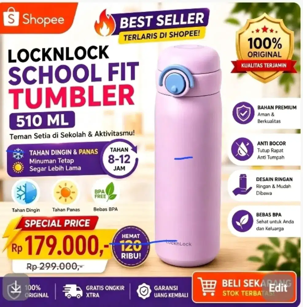 Locknlock school fit tumbler 510 ml