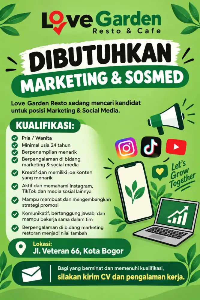 DIBUTUHKAN MARKETING & SOSMED