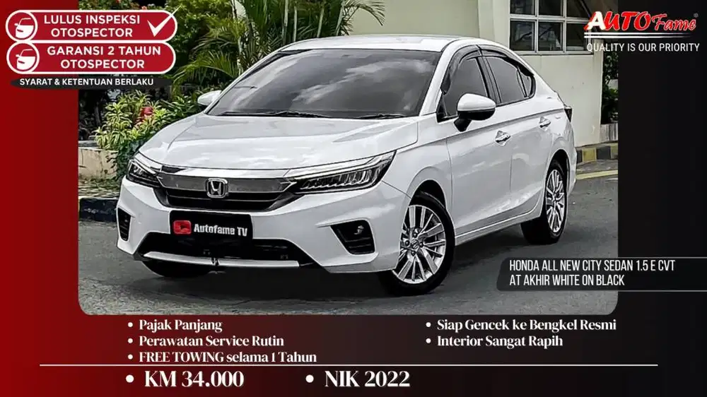 KM34RB Honda All New City Sedan 1.5 E CVT AT NIK 2022 Akhir White On B