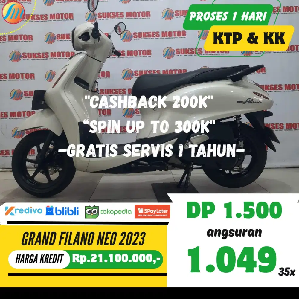 YAMAHA GRAND FILANO NEO 2023 DP 1,5JUTA ANGSURAN SANGAT RENDAH KTP KK